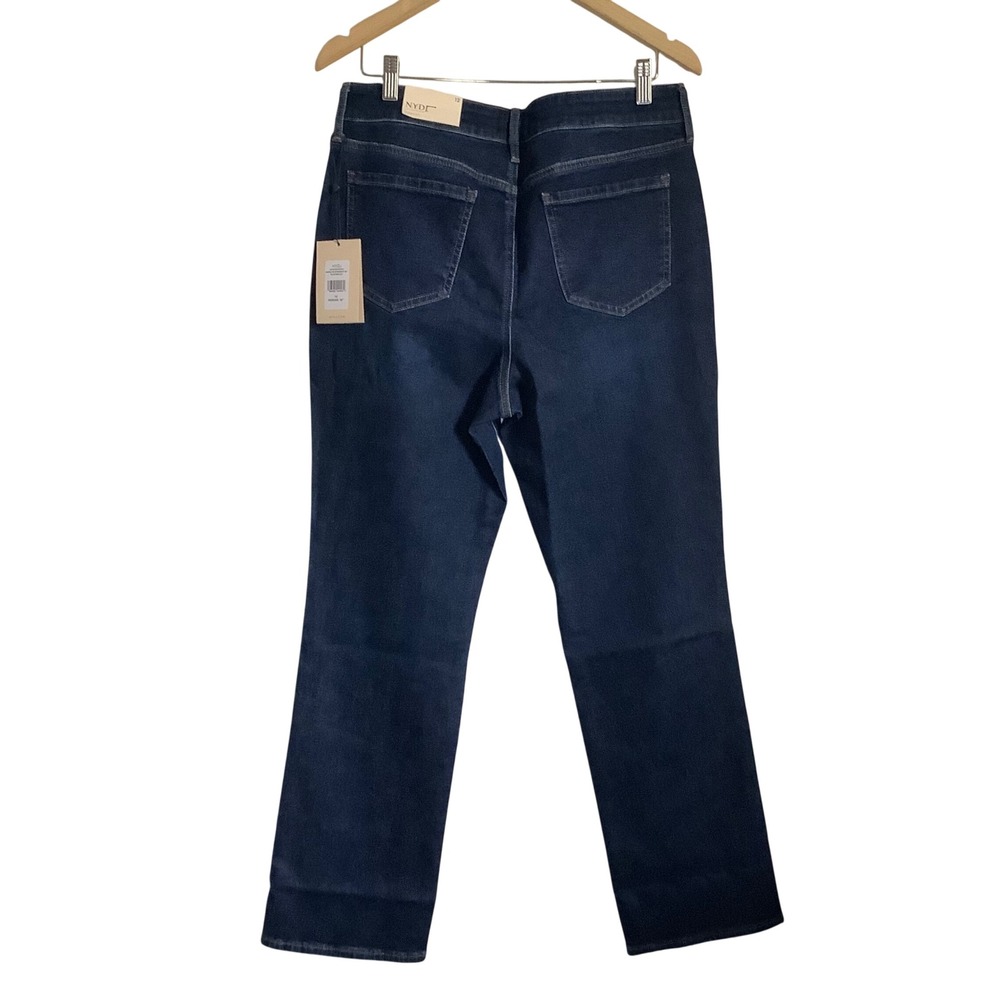 NYDJ Marilyn Straight Leg Jeans Riverbridge Dark Blue MGWRMS9300 Womens 12 30in - Picture 7 of 12